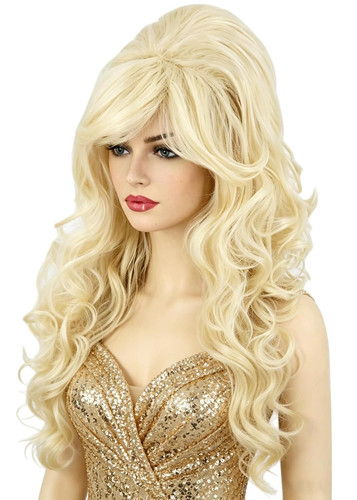 Wig blonde long curly beehive - long,