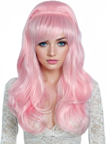 Linfairy long wavy pink - wavy, wig